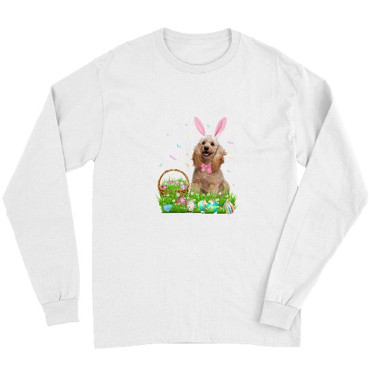 Cute Poodles Easter Day Bunny Eggs Easter Costume Womens 373 Poodle dog Long Sleeves