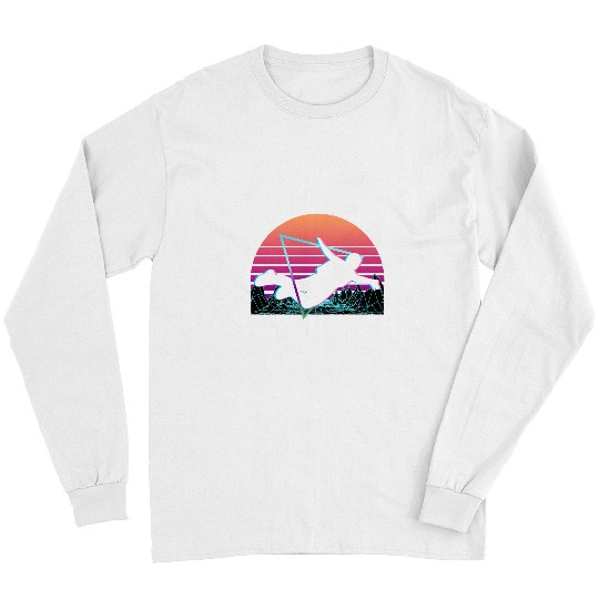 Skydiving Gift Skydiver Vaporwave Aesthetic Retro Long Sleeves