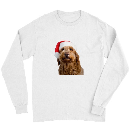 Funny Goldendoodle Santa Hat Image Funny Christmas Dog Doodle Doodle Dog Long Sleeves
