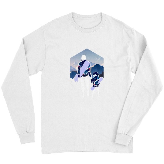 Skiing Ski Fathers Day Dad and Son Matching Snowboarding Long Sleeves