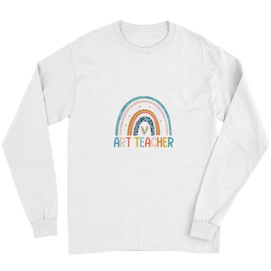 art teacher rainbow leopard first day school back to school Long Sleeves