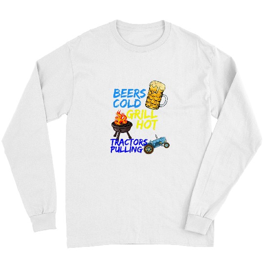 Tractor driving Beer Lover Grillmaster Meat Grilling BBQ Tractor Pulling Long Sleeves