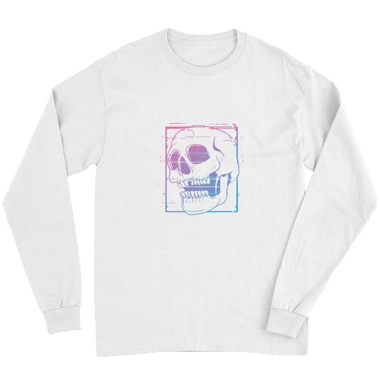 Skeletons Skulls Creepy Cool EGirl EBoy Pastel Goth Vaporwave Glitch Skull 39 Skull Long Sleeves