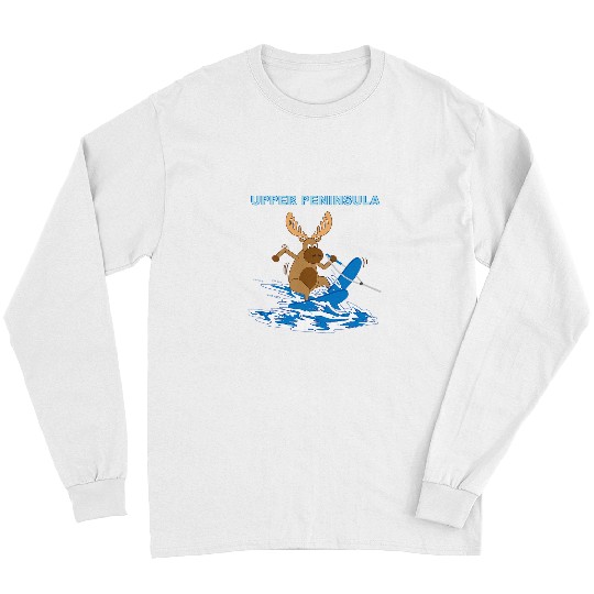 Skiing Ski Upper Peninsula Moose Gift for Yooper Water Skiing UP Long Sleeves