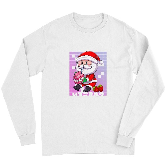 Santa Strawberry Milkshake Carton Kawaii Japanese Anime xmass 1 Long Sleeves
