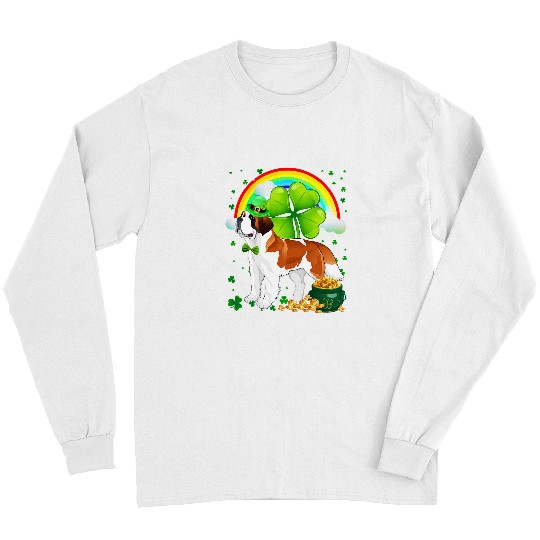 Dog Saint Bernard St Patricks Day Saint bernard Shamrock Pet Dog Lover 3 Long Sleeves