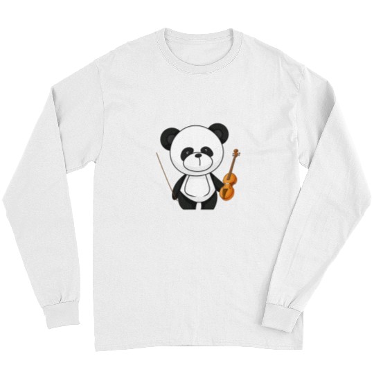 Cute Panda playing Violin Cute Panda Music Lover Gift Long Sleeves