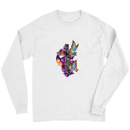 He Is Risen Butterfly Floral Happy Easter Day For Women Long Sleeves