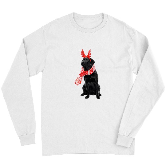 Labrador Lab Dog Black Lab Santa Hat Scarf Image Cute Christmas Dog Labrador Long Sleeves