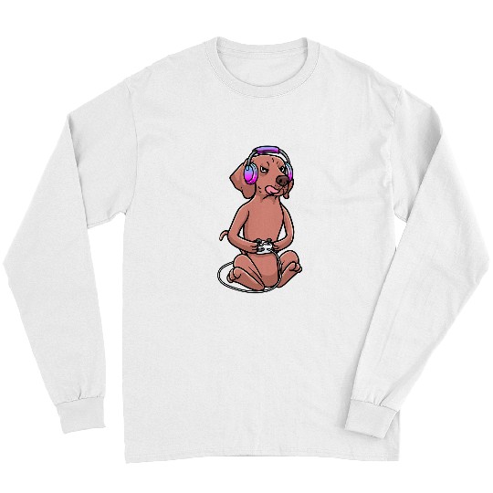 Dog Vizsla Magyar Vizsla Dog Gamer Smooth Haired Vizsla Gaming Vizsla Long Sleeves