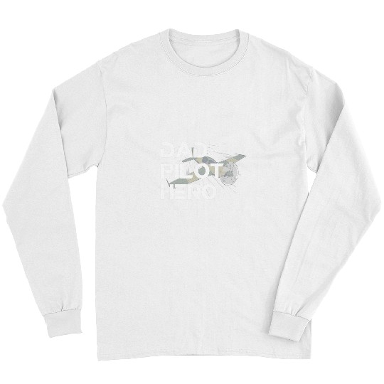Mens Funny Pilot Father Pilot Dad Hero Aircraft Long Sleeves