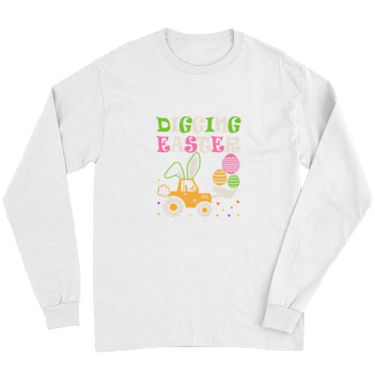 Tractor driving Kids Digging Easter Egg Hunt Cute Bunny Tractor Loving Toddler Long Sleeves