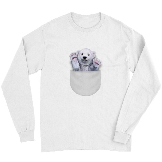 Funny Bear Cute Polar Bear Waving from Pocket Cute Bears Long Sleeves