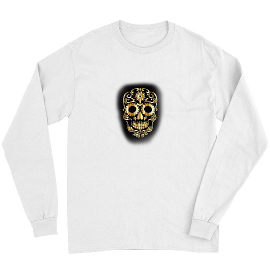 Skeletons Skulls Gold Sugar Skull Calavera Skull Long Sleeves