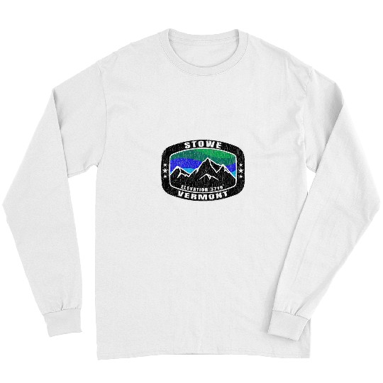 Skiing Ski Stowe Vermont T Distressed Skiing Tee Ski Snowboarding Long Sleeves