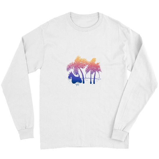 Dog Scottish Terrier Ombre Beach Sunrise Long Sleeves