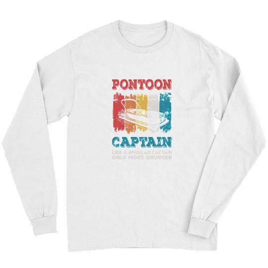 Pontoon Boat Captain vintages style26 Boat Boating Long Sleeves