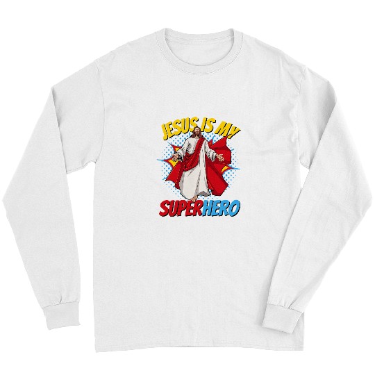 Reading Book Jesus Is My Superhero Powerful Christian Comic Book Hero Reader Long Sleeves