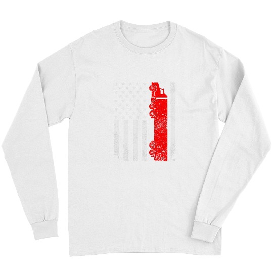Proud American Trucker Patriotic Driver American Flag Long Sleeves