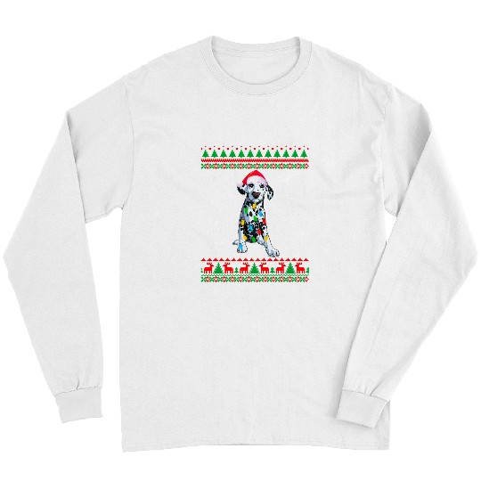 Dalmatian xmass Ugly Sweater Christmas Lights Dalmatian Lover 322 Dog Lover Dalmatians Dog Long Sleeves