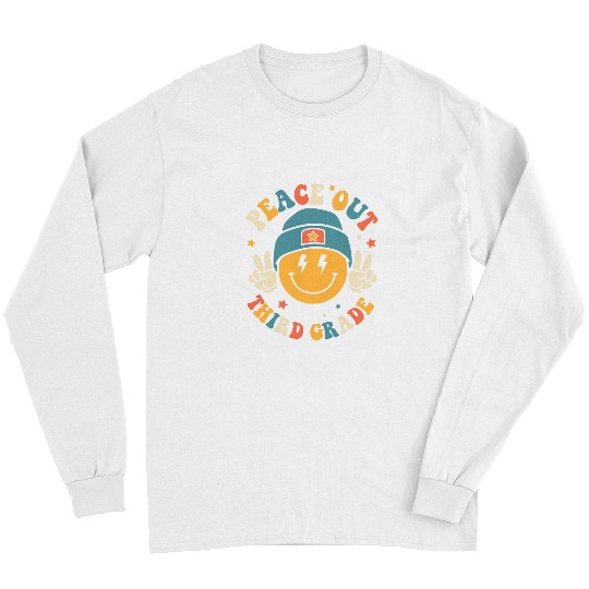 Peace Out Third Grade Happy Last Day Of School Teacher Long Sleeves