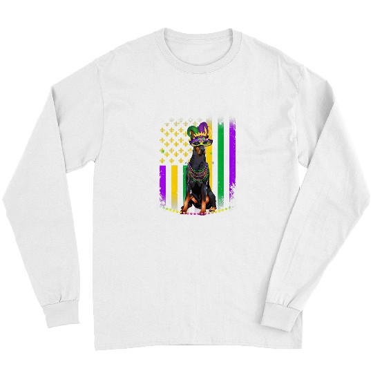 Dog Doberman Mardi Gras Dog carnivals Doberman Pinscher Dog Jester Pet Long Sleeves