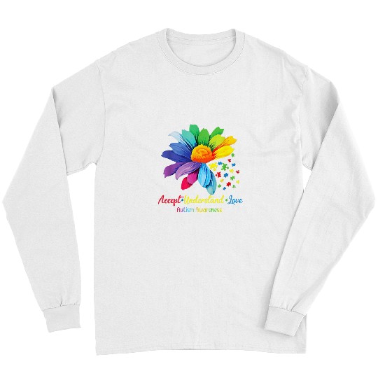 Autism Floral Autism Awareness Daisy Sunflower For Mom Women Neurodiverse Long Sleeves