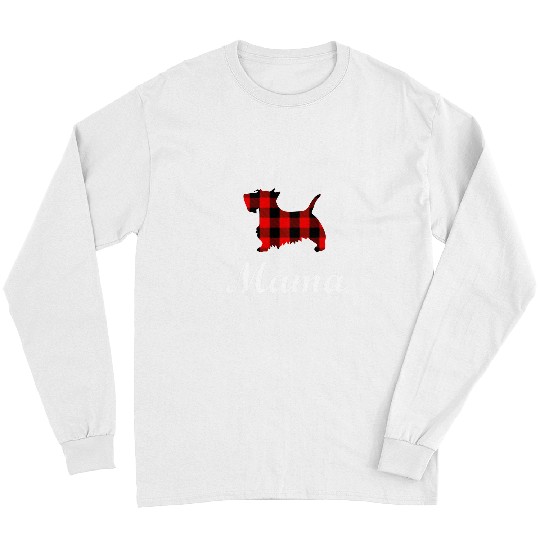 Dog Scottish Terrier Mama Red buffalo plaids scottish terrier Long Sleeves