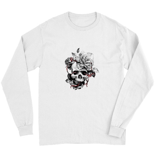 Skeletons Skulls And Roses Sugar Skull Red Roses Funny Gift 193 Skull Long Sleeves