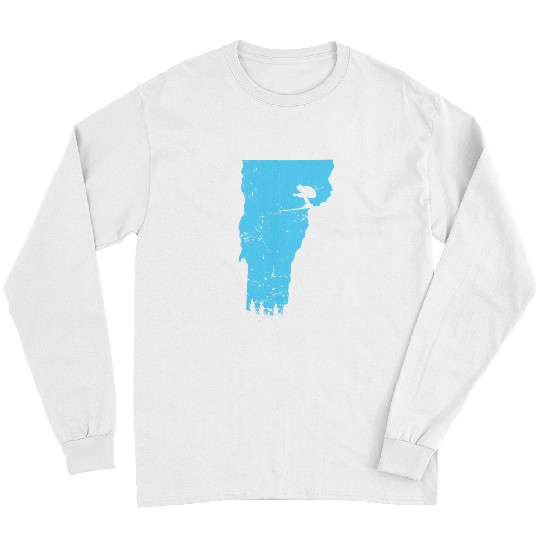 Skiing Ski Vermont Map Outline skiing USA America Long Sleeves