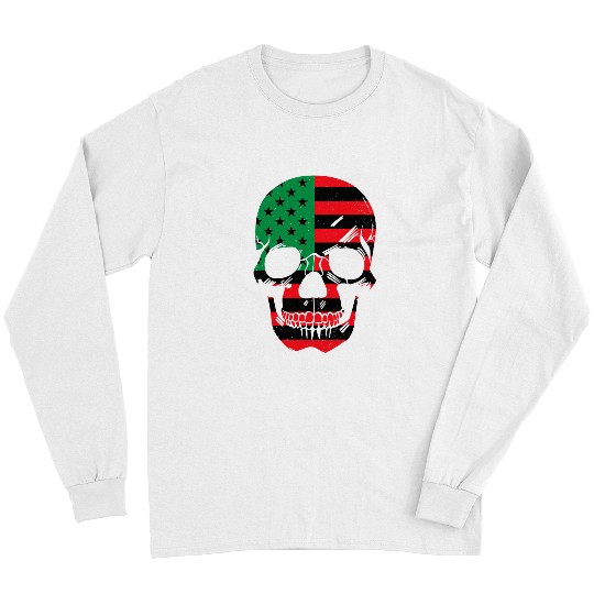 African American Flag Skull Black History Month Resist Long Sleeves