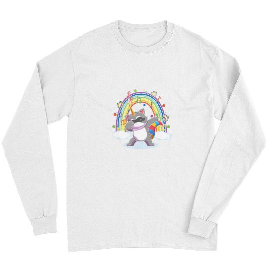 Rainbow Animal Lover Raccoonicorn Dabbings Unicorns Raccoon Long Sleeves
