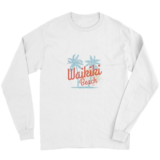 Surf Life Waikiki Beach Oahu Retro Faded Surfing Long Sleeves