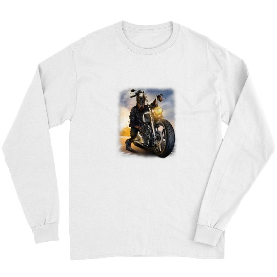 Dog Doberman Riding Chopper Motorcycle Long Sleeves
