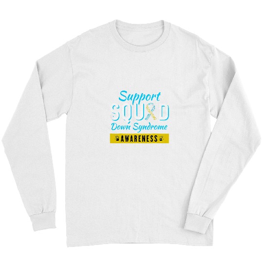 Down Syndromes Awareness month Ribbon Support Squad Men kids 2 Long Sleeves