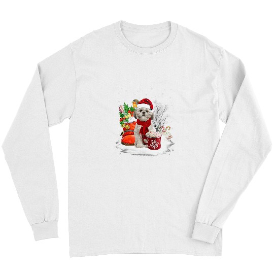 Shih Tzu Christmas Santa Hat Eggnog Boots Snow Xmas143 Long Sleeves