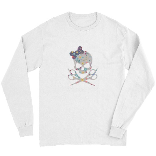 Skeletons Skulls Ill Cut You Skull Hairstylist Hairdresser Skull Long Sleeves