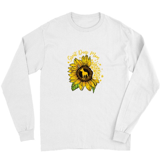 Dog Great Dane Womens Sunflower Great Dane Mom Dog Lover Gift Long Sleeves