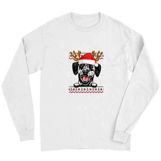 Dalmatian Ugly Sweater Reindeer Santa Christmas Dalmatian 339 Dog Lover Dalmatians Dog Long Sleeves