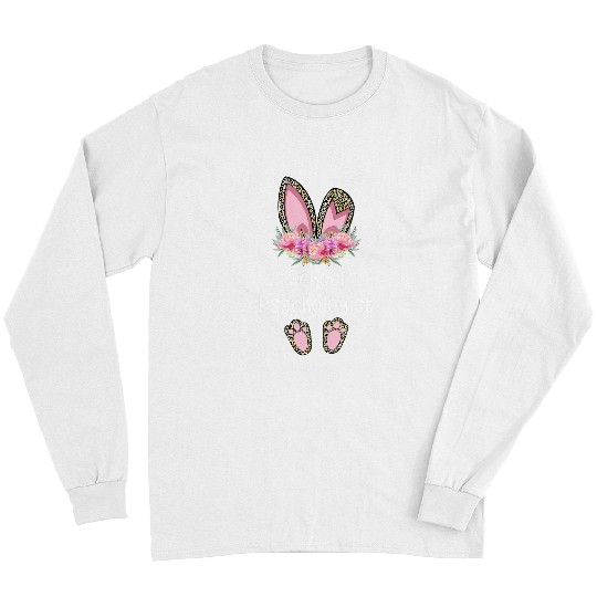 Easter Bunny School Team Leopard School Psychologist Squad Long Sleeves