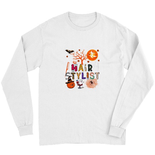 Skeletons Skulls Hair Stylist Halloween Zombie Costume Skeletons Scary Pumpkin Skull Long Sleeves