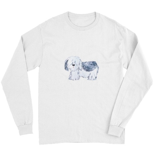 Cute Shaggy Dog Pet Portrait Watercolor Art Long Sleeves