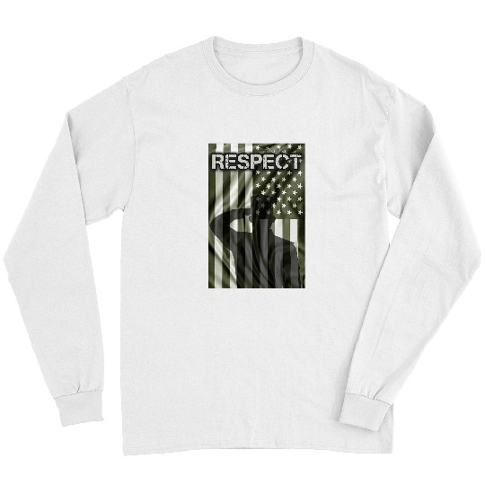 Patriotic American Flag Respect For Military armys Troops Long Sleeves