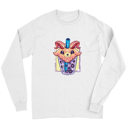Kawaii Pastel Goth Creepy Baphomet Boba Bubble Tea Vaporwave 9 Long Sleeves