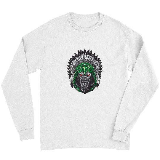 Gorilla Indian Aztec Illustration Long Sleeves