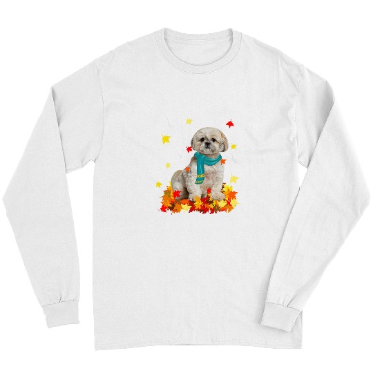 Fun Shih Tzu Thanksgiving Autumn Dog Puppy Lover Long Sleeves
