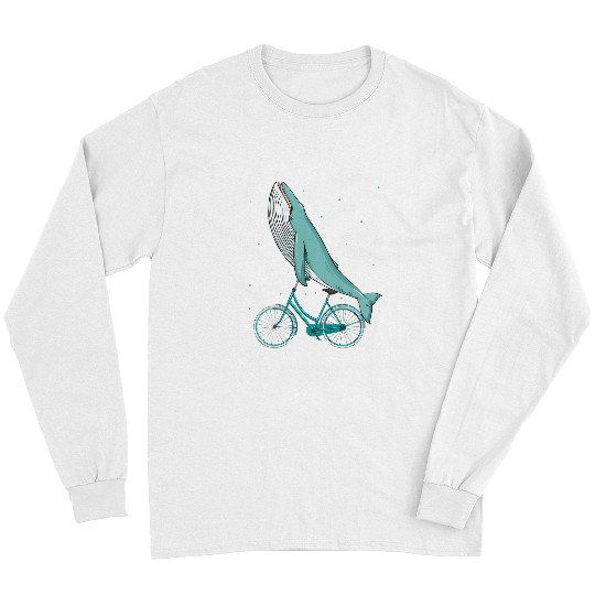 Whales Funny Bike Riding Whale Long Sleeves