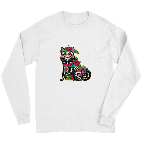 Skeletons Skulls Shiba Inu Dog Sugar Skull Calavera Mexico Dia De Los Muertos Skull Long Sleeves