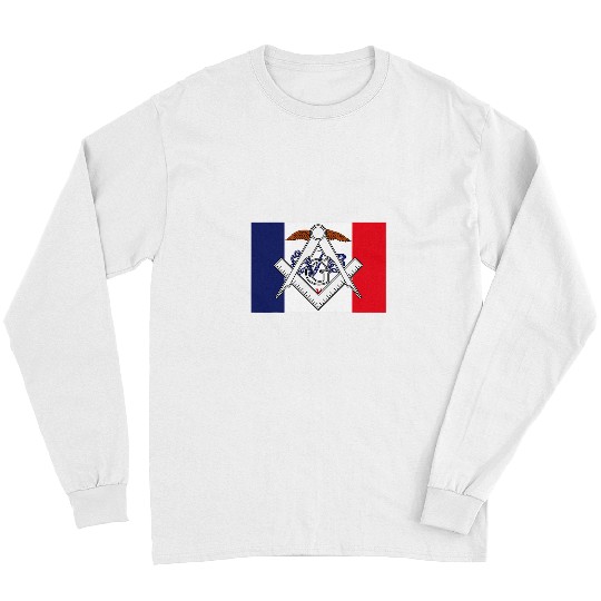 Iowa State Flag Masonic Square Compass Freemason Long Sleeves