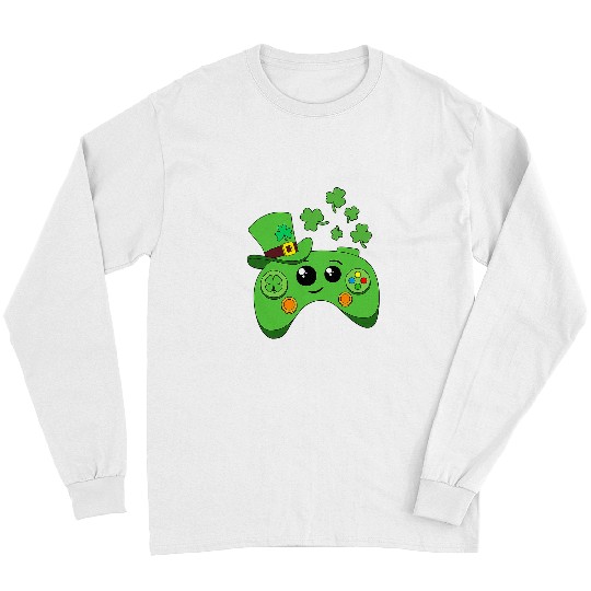 Video Game Gaming Shamrock Irish St Patricks Day Gamer Boys 8 Long Sleeves